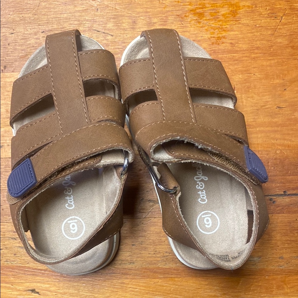 Cat & Jack Brown Closed-Toe Sandals with Velcro Straps